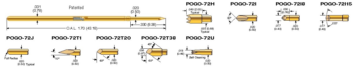 Pogo-72 series test probes